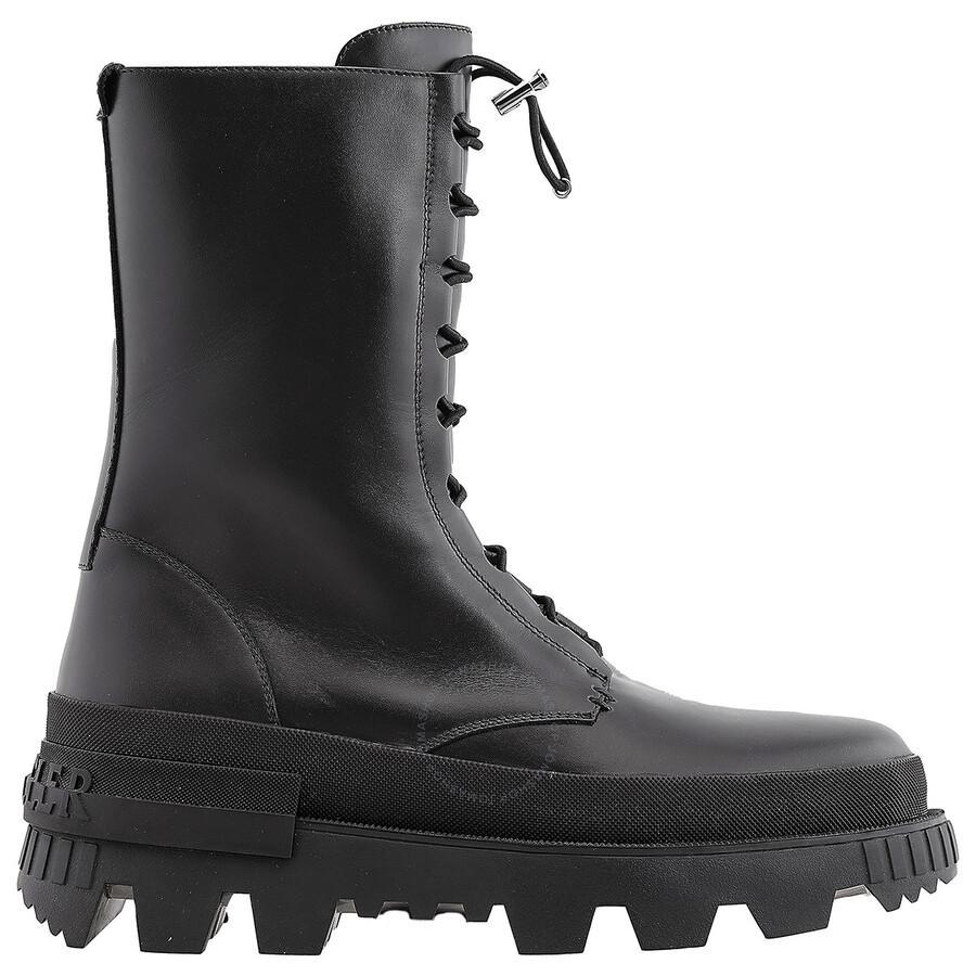 MONCLER Black Vail Leather Ankle Boots Product Image