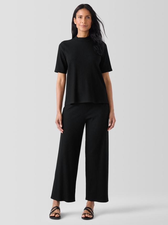 EILEEN FISHER Textured Stretch Rib Wide-Leg Pantfemale Product Image