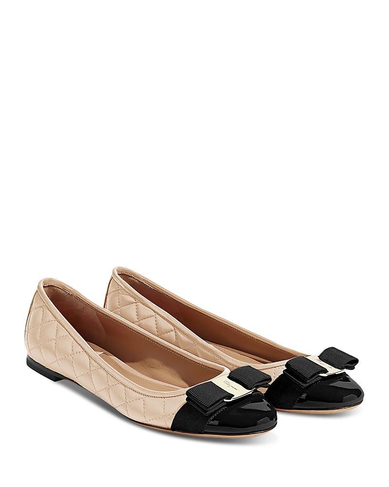 Ferragamo Womens Varina Q Leather Quilted Ballet Flats product image