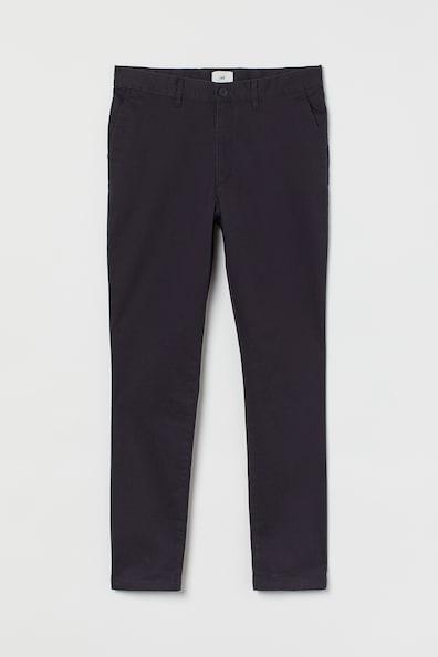 H & M - Skinny Fit Cotton Chinos - Blue Product Image