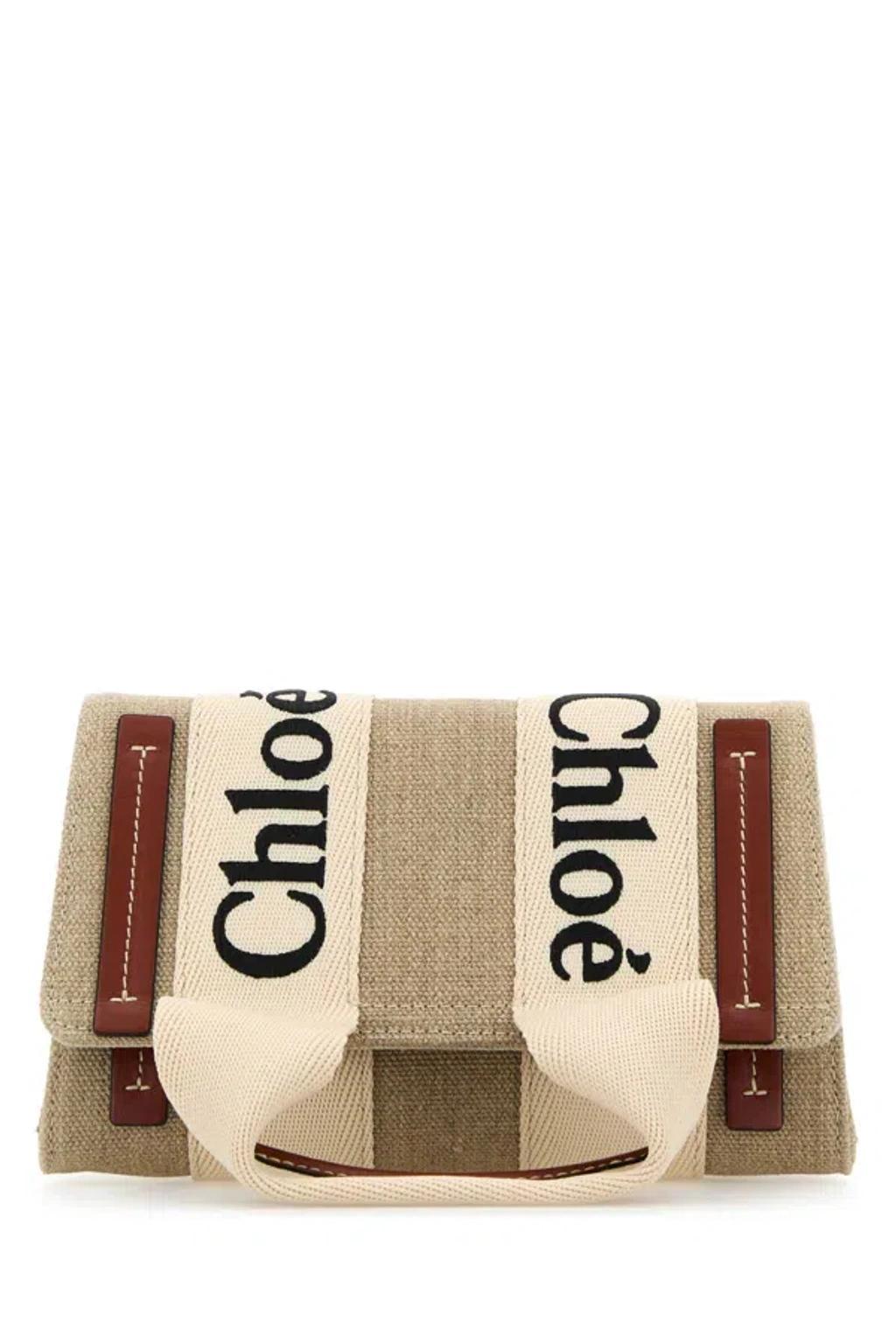 Multicolor Linen Woody Belt Bag In White - Brown 1 Product Image