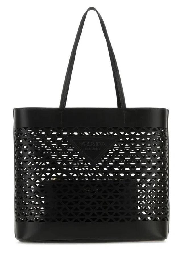 PRADA Woman Black Leather Shopping Bag Product Image