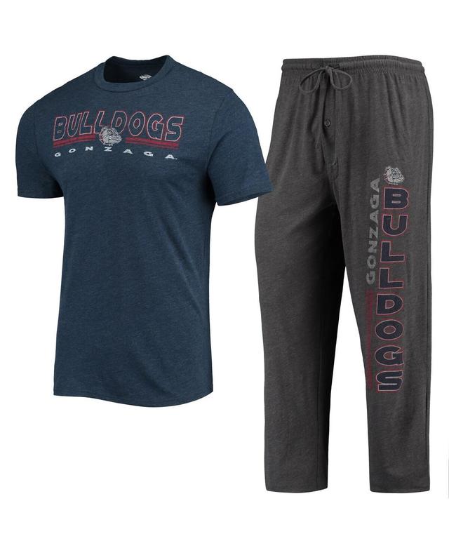 Mens Concepts Sport Heathered Charcoal/Navy Gonzaga Bulldogs Meter T-Shirt & Pants Sleep Set Product Image