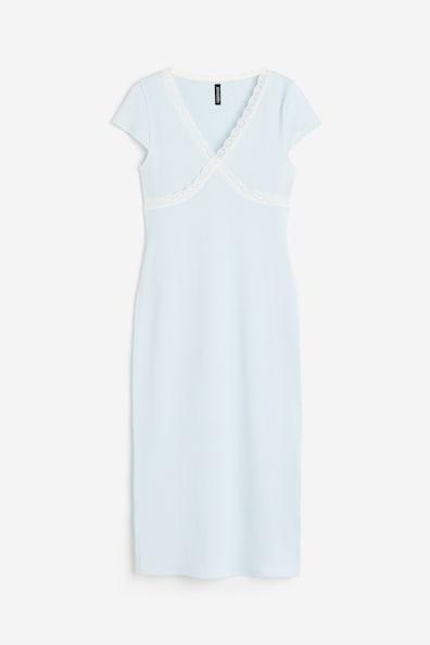 Lace-trimmed Ribbed Dress Product Image