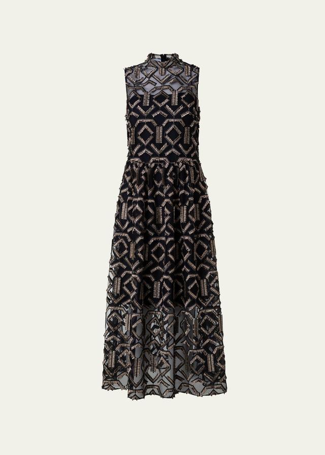 Akris punto Metallic Embroidery Sleeveless Midi Dress Product Image