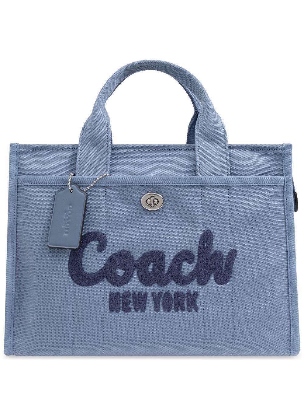 Logo Flocked Tote Bag In Blue Product Image