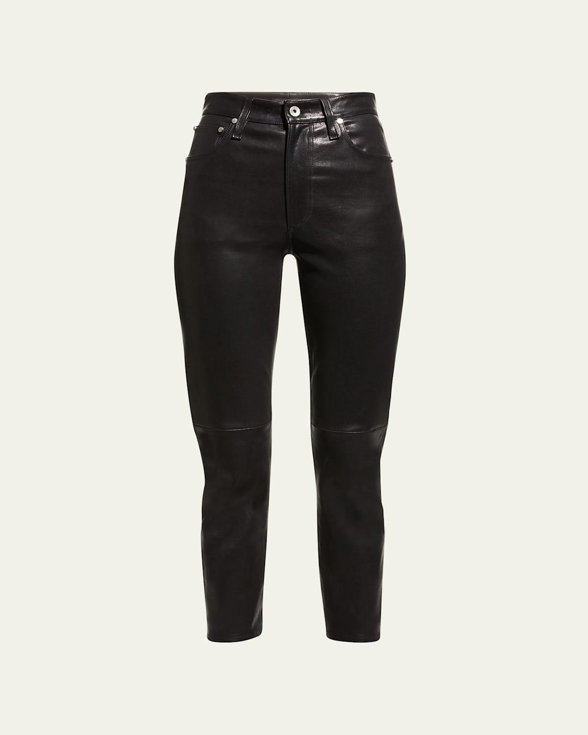 rag & bone Womens ICONS Leather Slim Fit Pants - Black Product Image