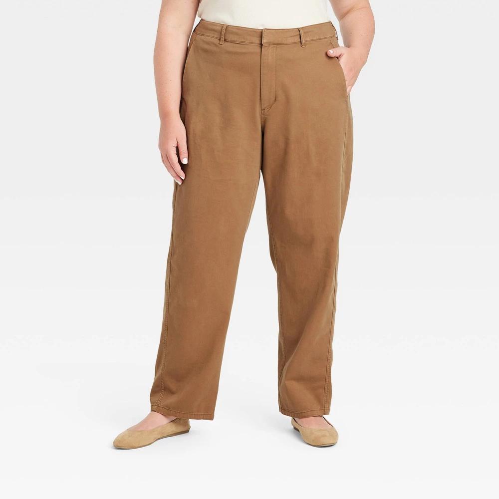 Womens High-Rise Curved Leg Chino Pants - Universal Thread Tan 20 Product Image