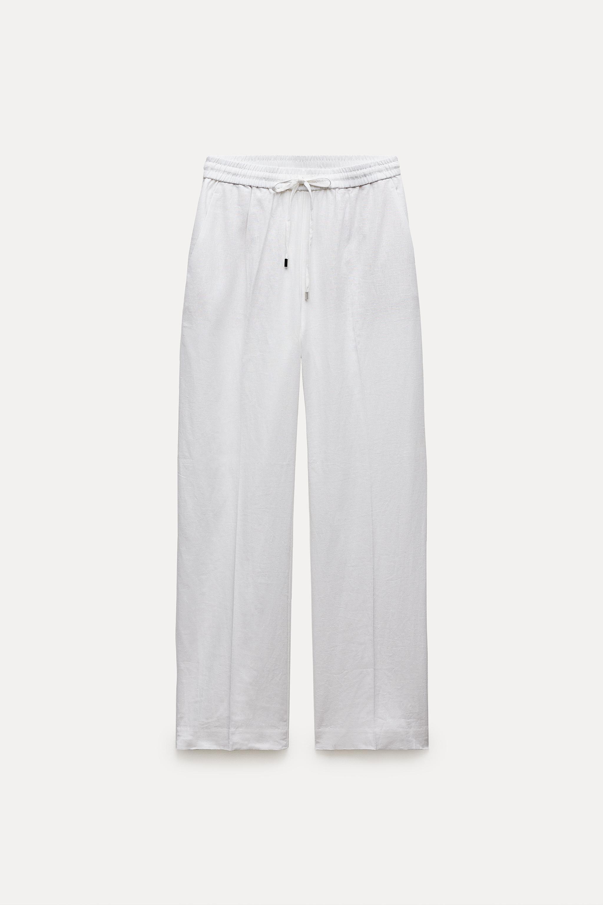 LINEN BLEND STRAIGHT PANTS Product Image