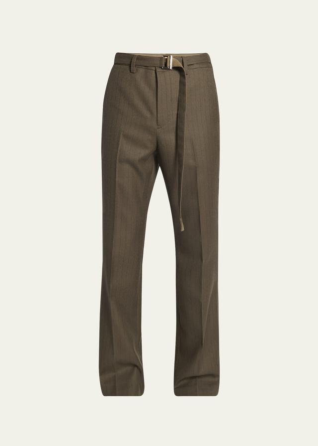 Mens Khaki Pinstripe Pants Product Image