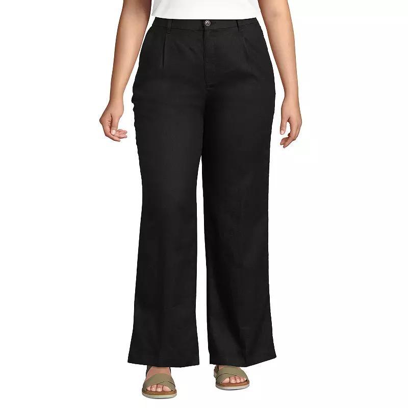 Plus Size Lands End High-Rise Wide-Leg Pleated Pants, Womens product image