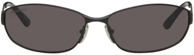 BALENCIAGA Black Rectangular Sunglasses In 001 Black Product Image