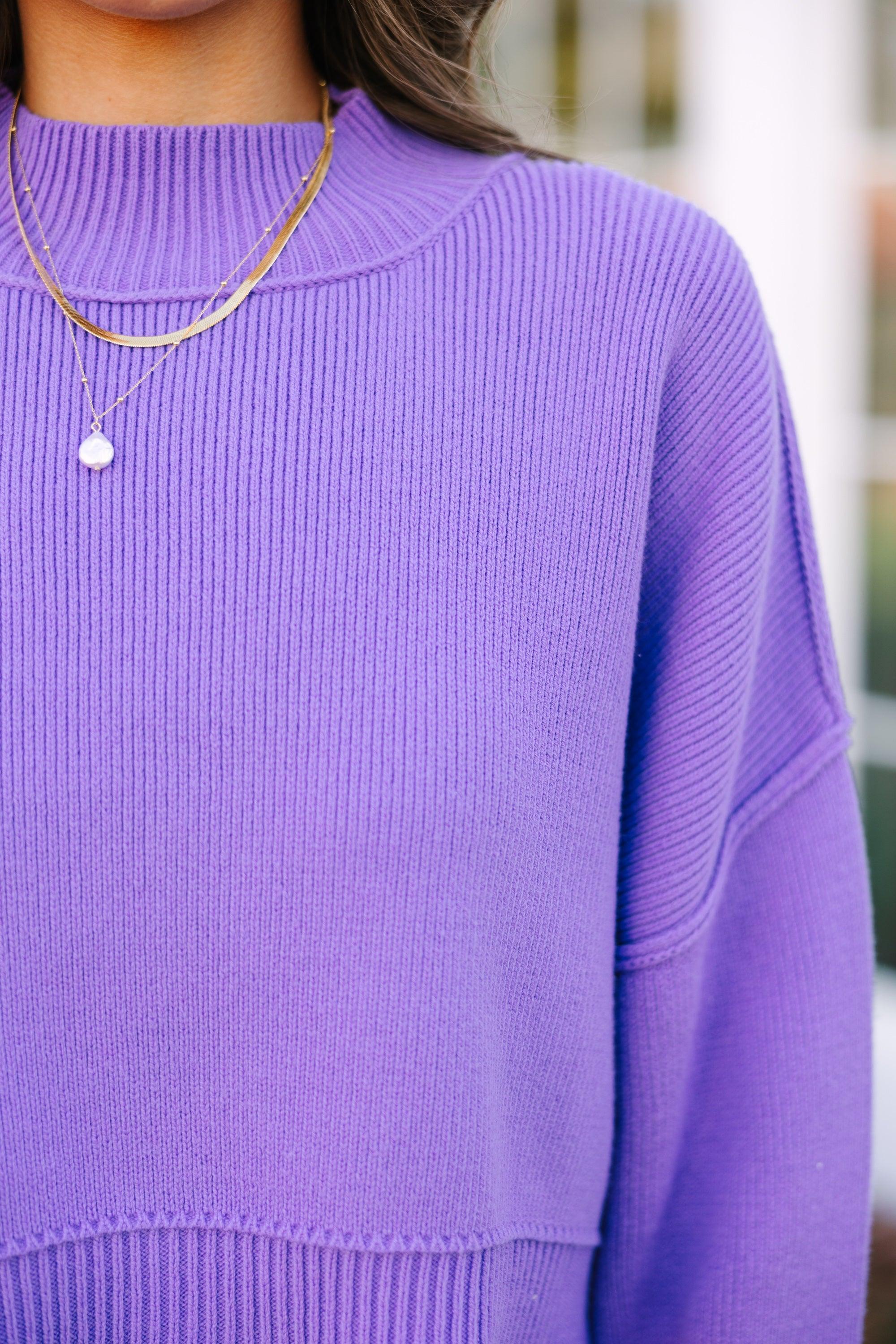 Where I Am Lavender Purple Cropped Sweater Female Product Image