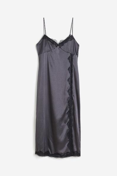 Lace-trimmed Satin Slip Dress Product Image