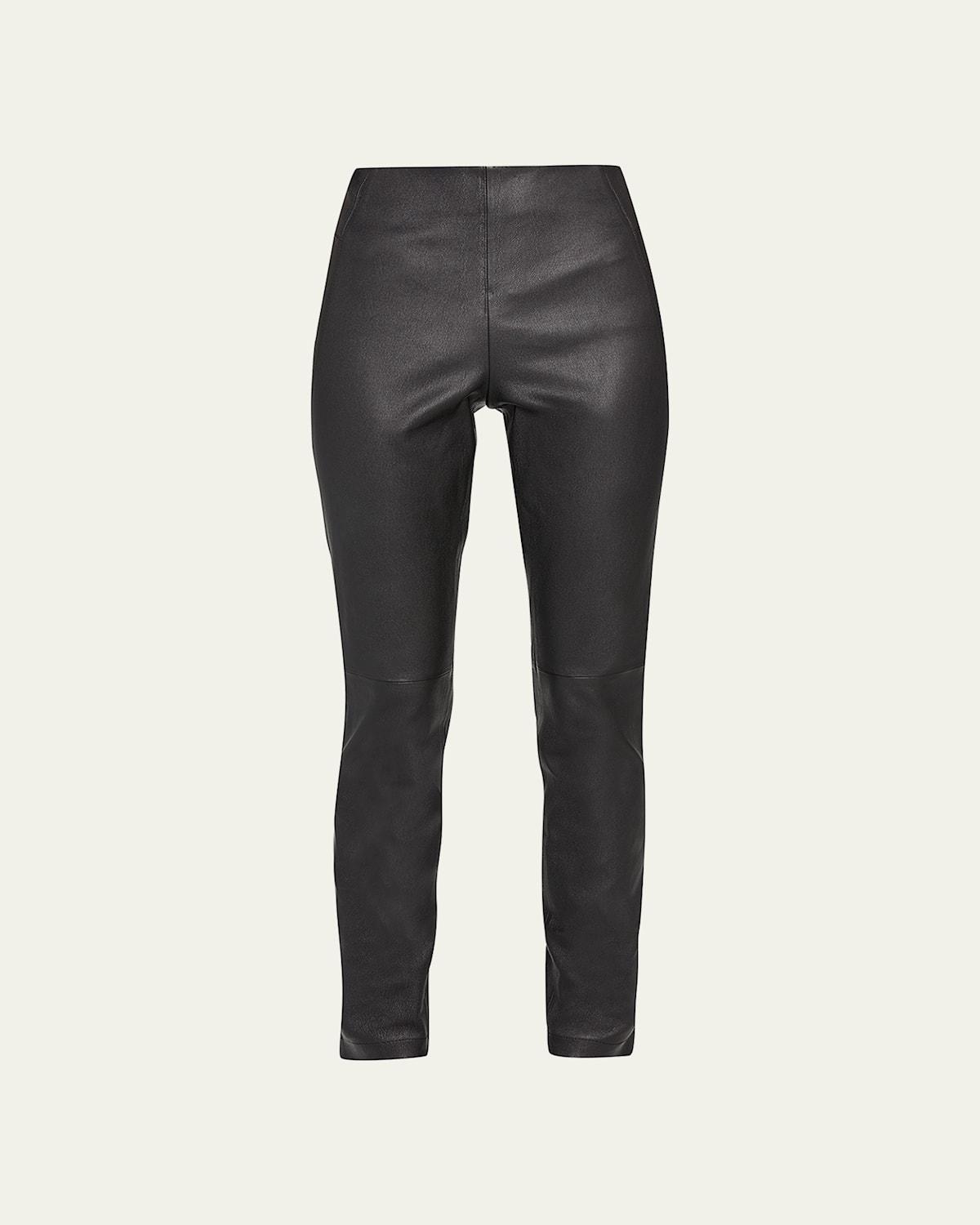 Lafayette 148 New York Greenwich High Waist Lambskin Leather Cigarette Pants Product Image