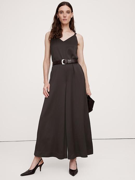 Italian Satin Wide-Leg Jumpsuit Product Image