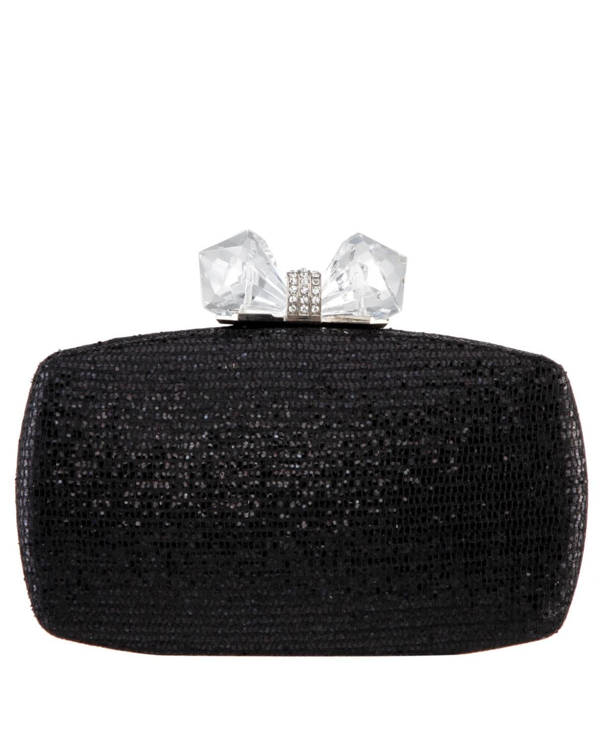 Womens Glitter Minaudiere With Crystal Bow Clasp Product Image