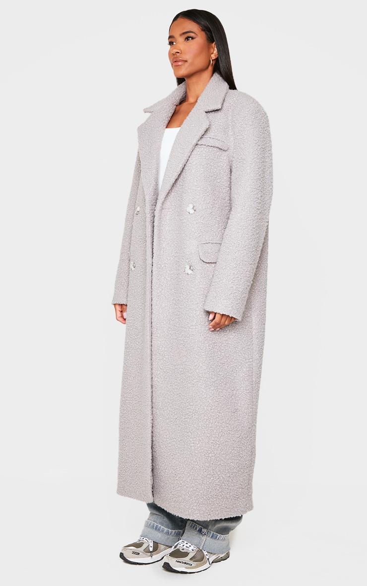 Light Grey Wool Look Maxi Coat Product Image