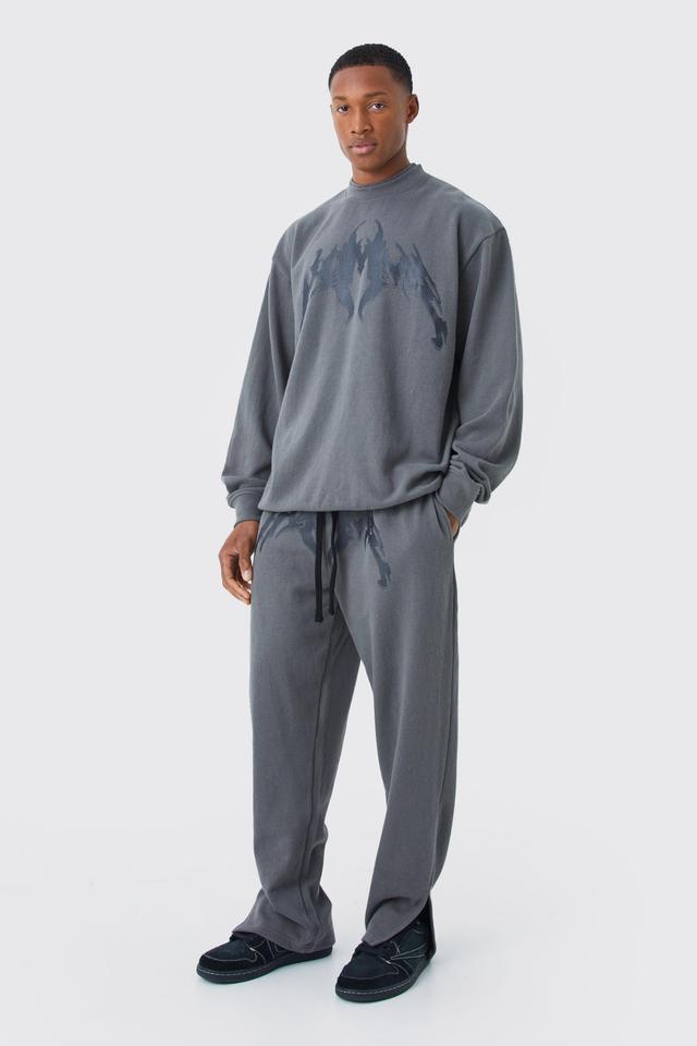 Oversized Double Neck Sweatshirt Tracksuit | boohooMAN USA Product Image