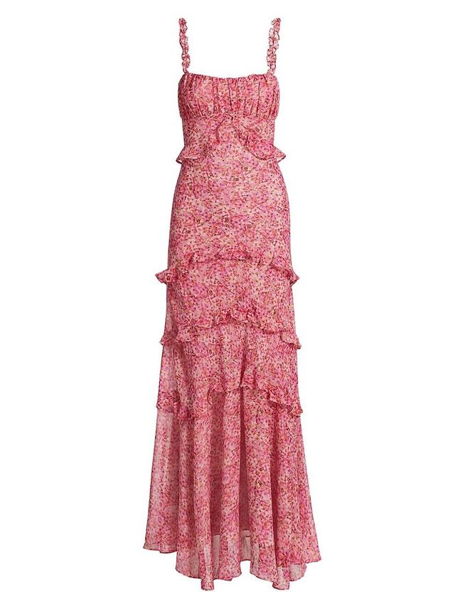 Womens Olina Floral Ruffle-Trim Maxi Dress Product Image