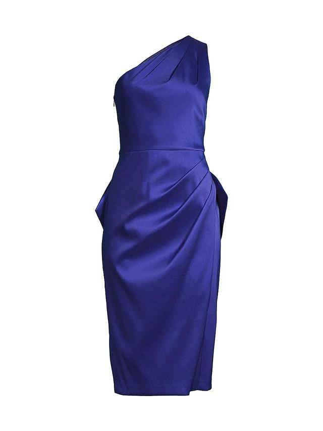 Womens Satin One-Shoulder Bow Midi-Dress Product Image