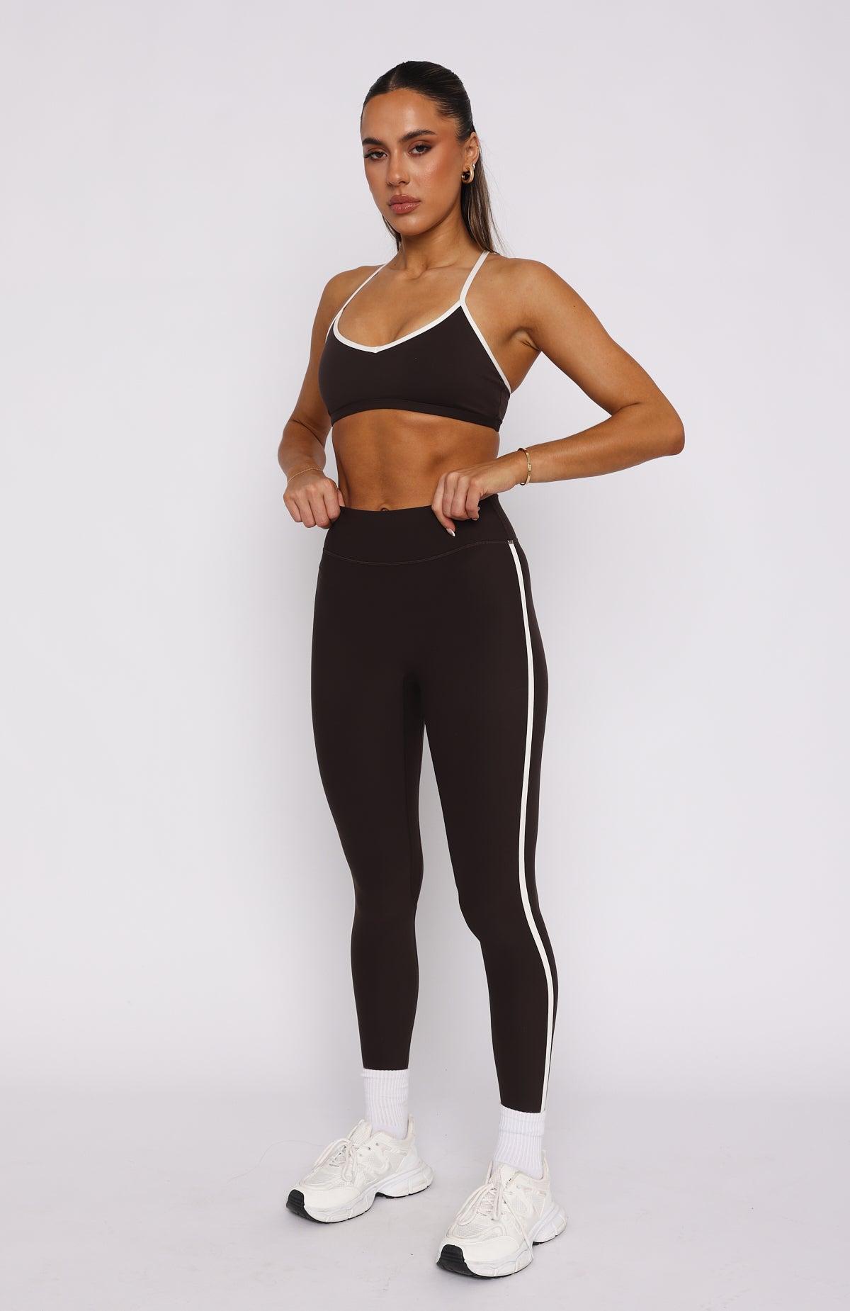 Core Workout High Waisted Leggings Espresso/Cream Product Image