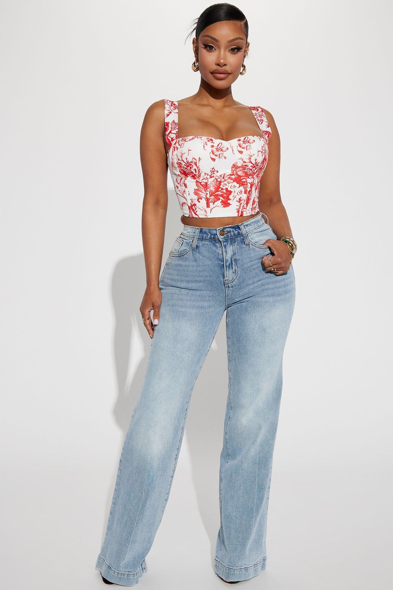 Telling Secrets Floral Corset Top - White/combo Product Image