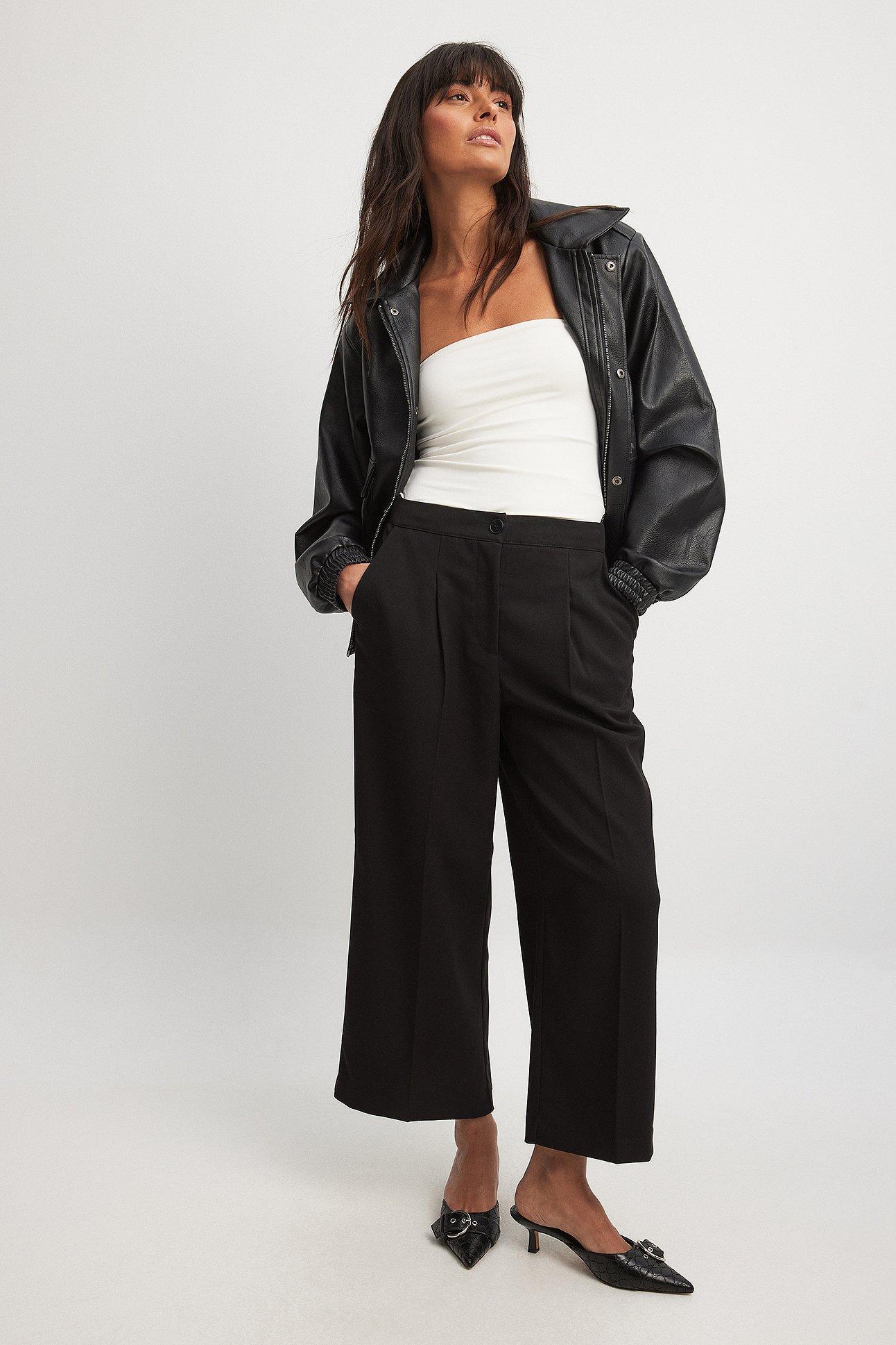 Cropped Straight Suit Pants Product Image