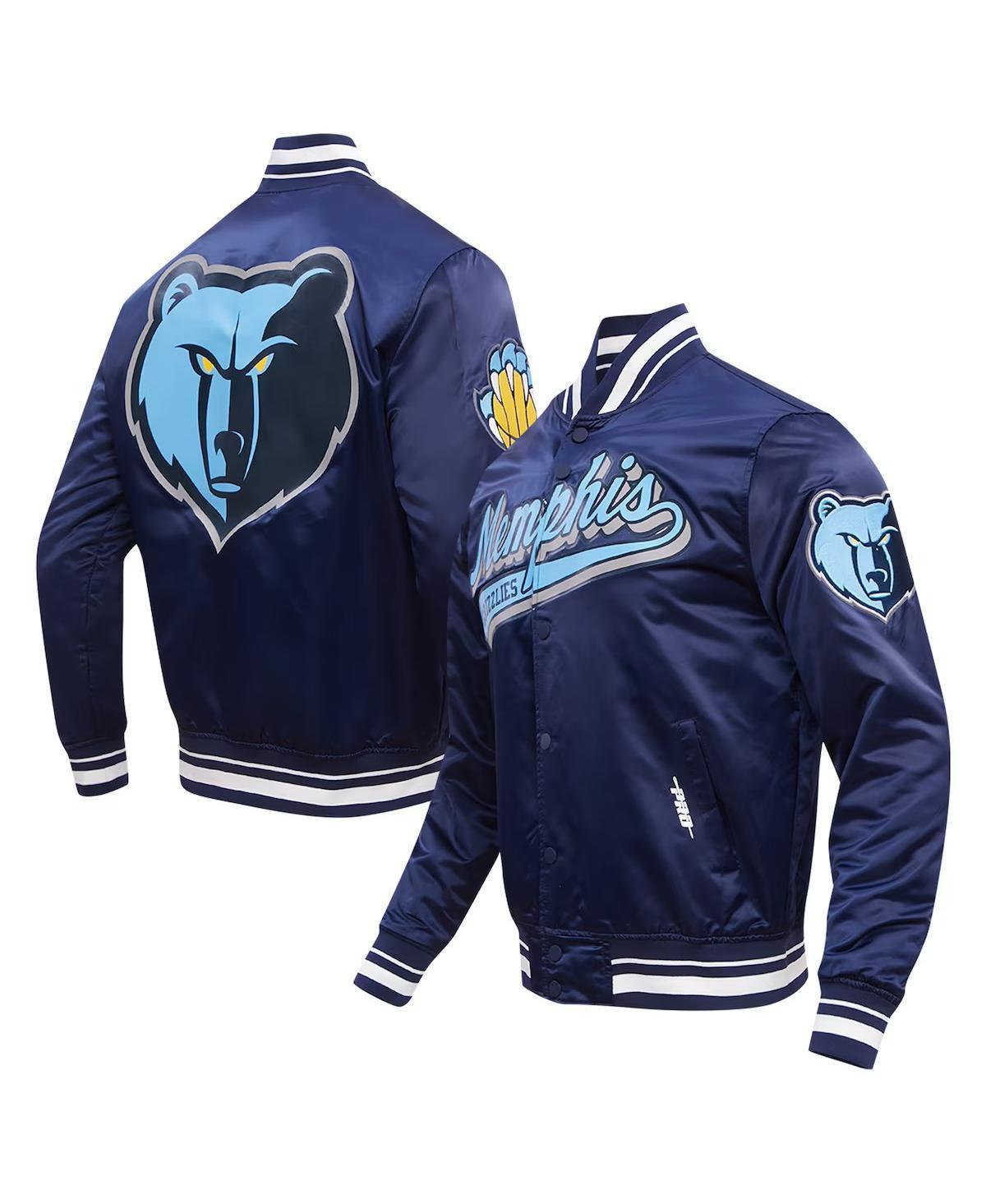 Pro Standard Mens Navy Memphis Grizzlies Script Tail Full-Snap Satin Varsity Jacket Product Image