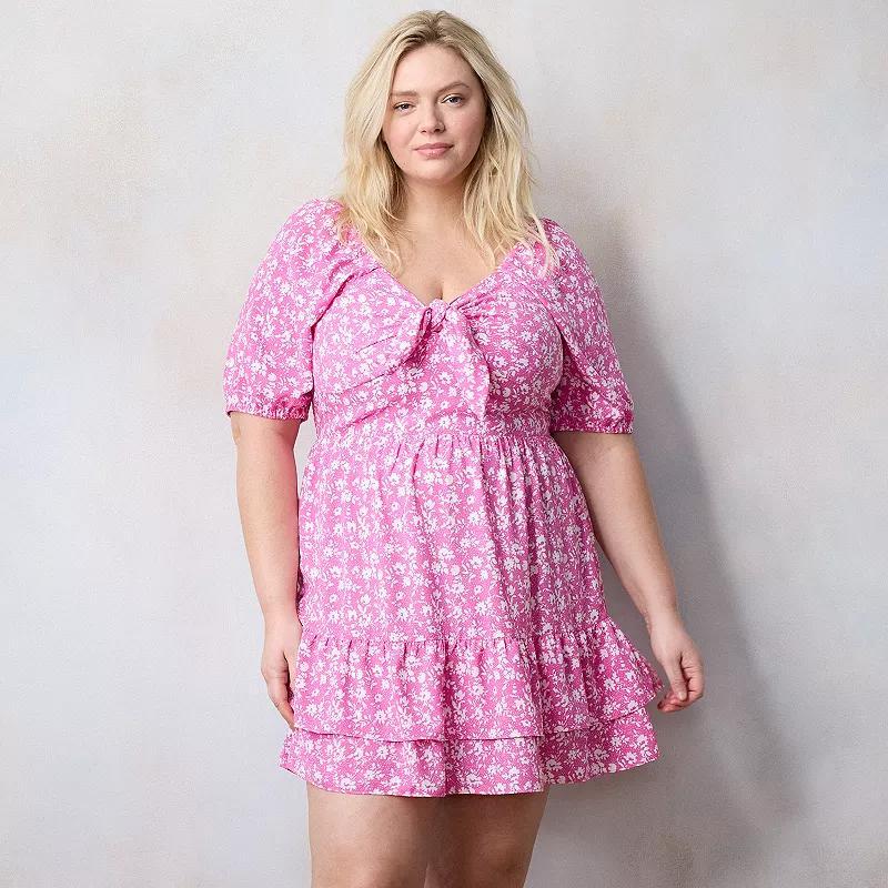 Plus Size LC Lauren Conrad Tie Front Mini Dress, Womens product image