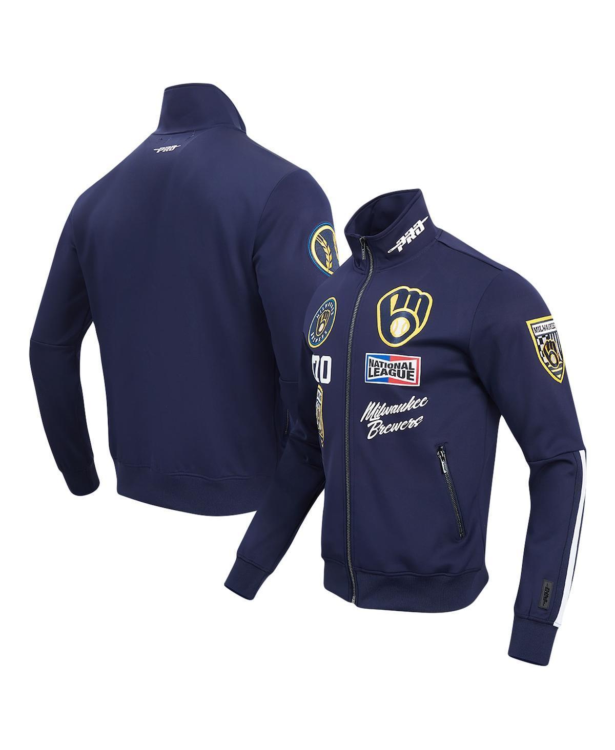 Pro Standard Mens Navy Milwaukee Brewers Fast Lane Full-Zip Track Jacket Product Image