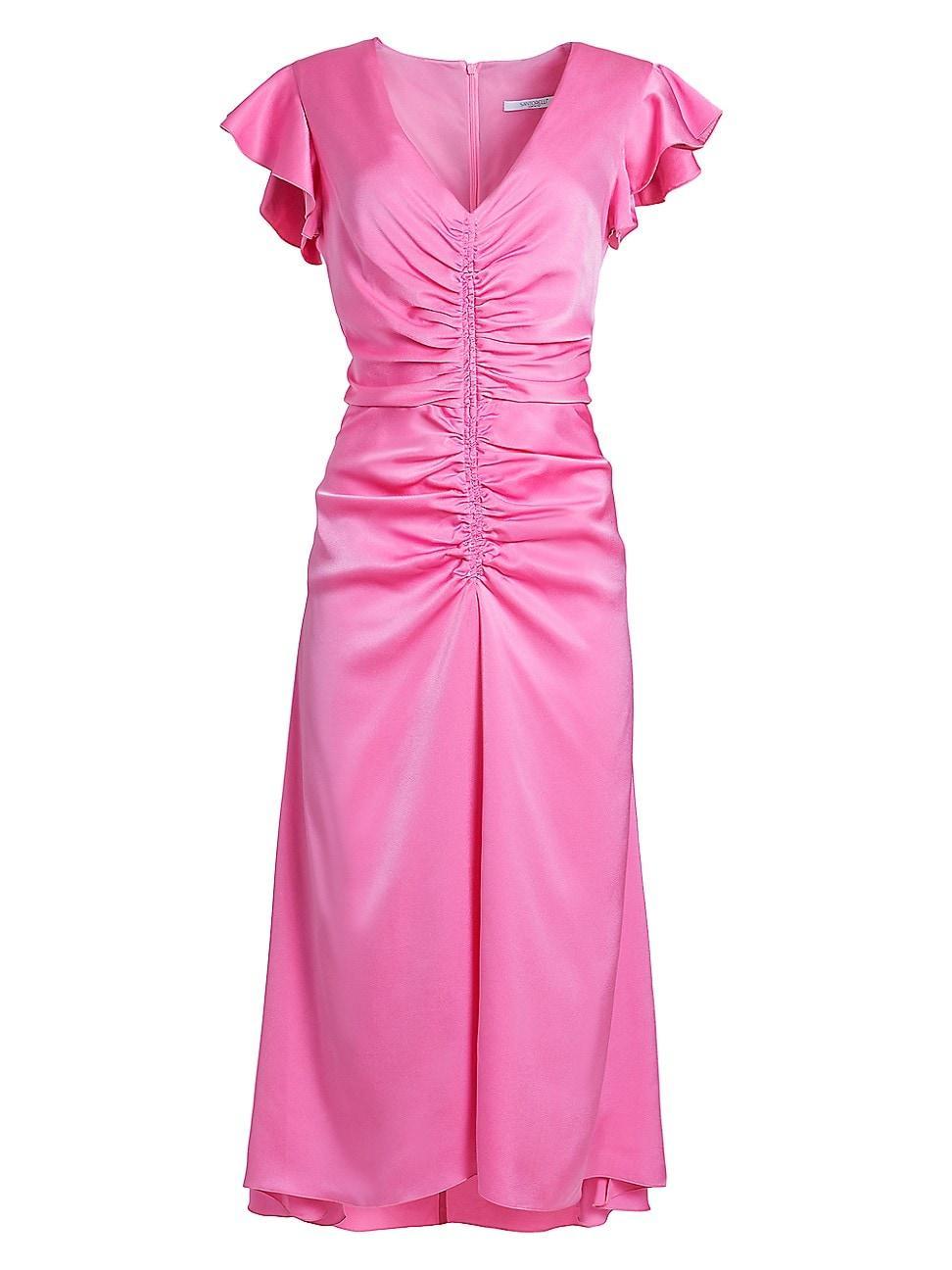 Womens Avery Ruched Satin Midi-Dress Product Image