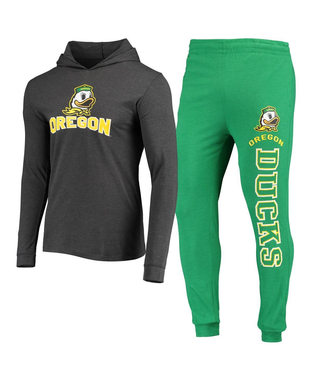 Mens Concepts Sport Green Oregon Ducks Meter Long Sleeve Hoodie T-shirt and Jogger Pajama Set - Green Product Image