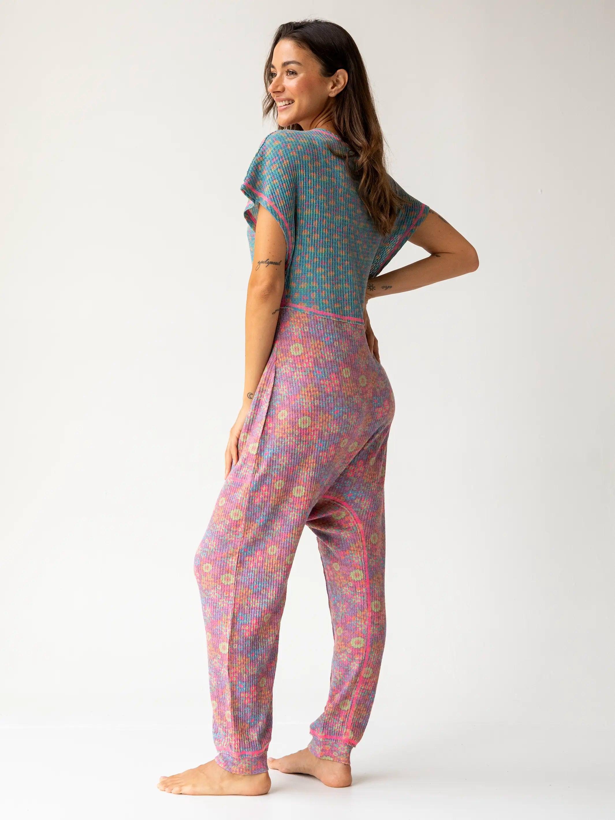 Mix & Match Jumpsuit - Turquoise Hot Purple Mixed Floral Product Image