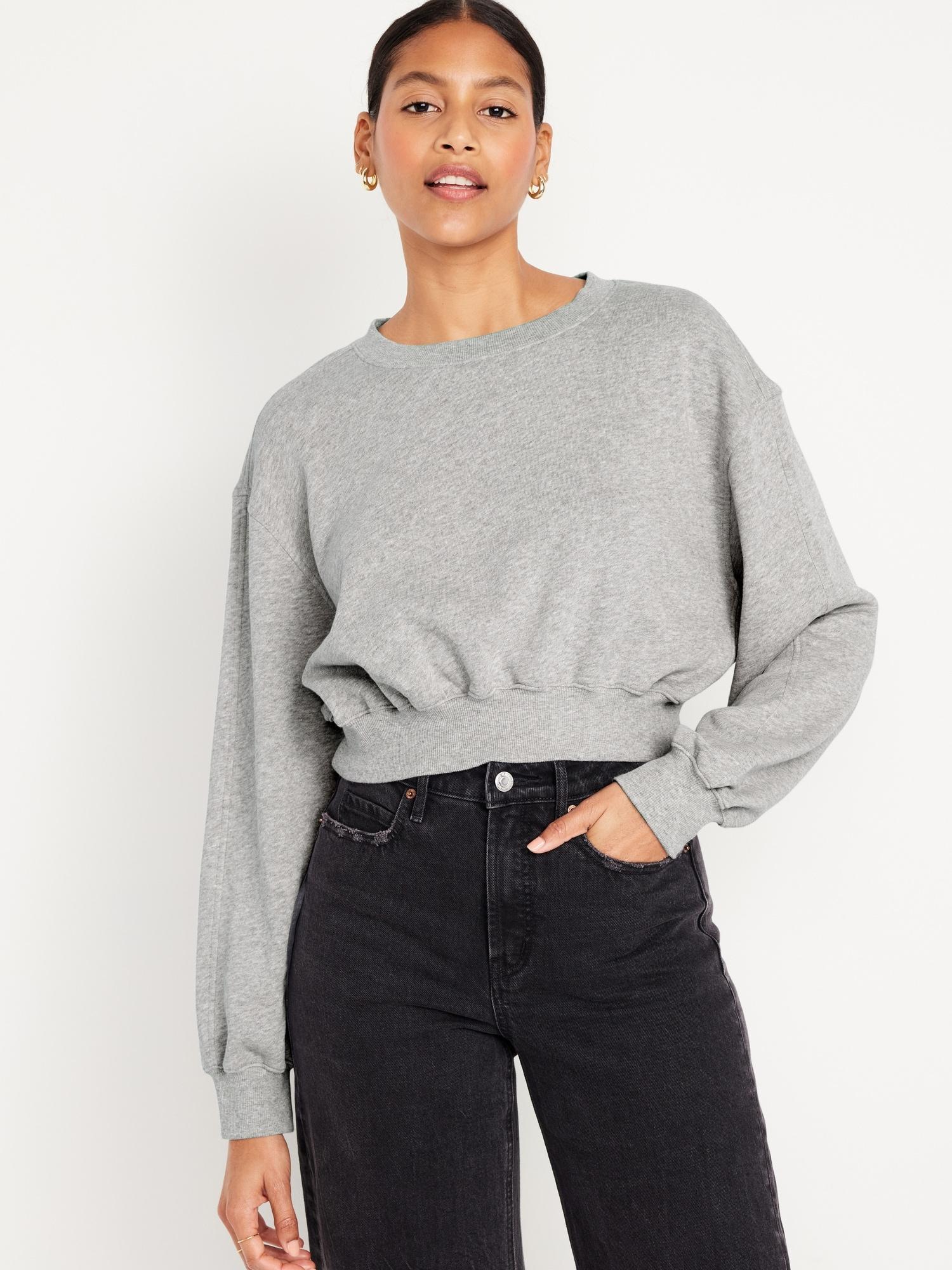 Oversized Crop Fleece Sweatshirt Product Image