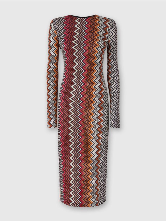 Viscose and wool zigzag midi dress Product Image