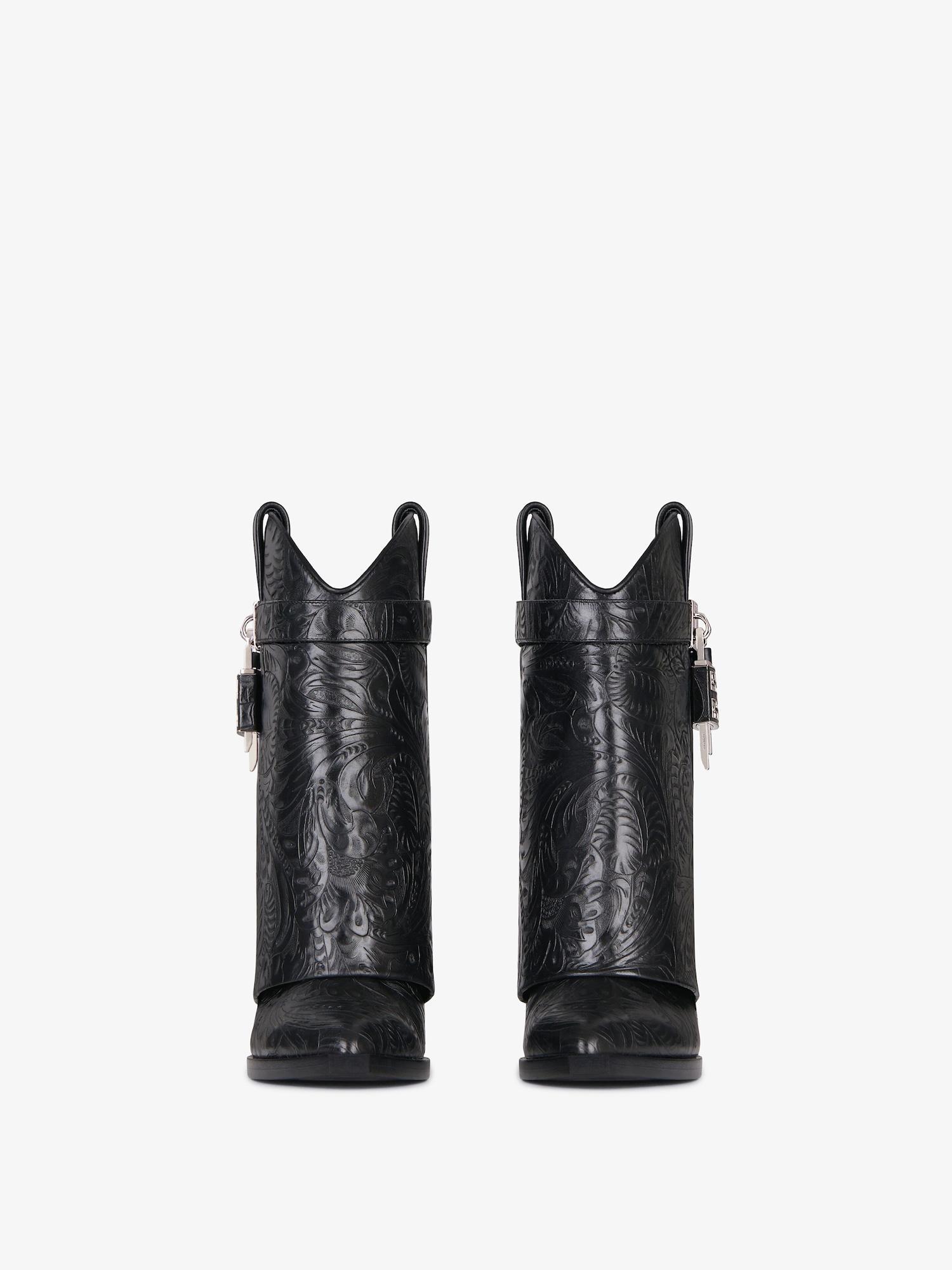 Shark Lock Cowboy ankle boots in western leather Product Image