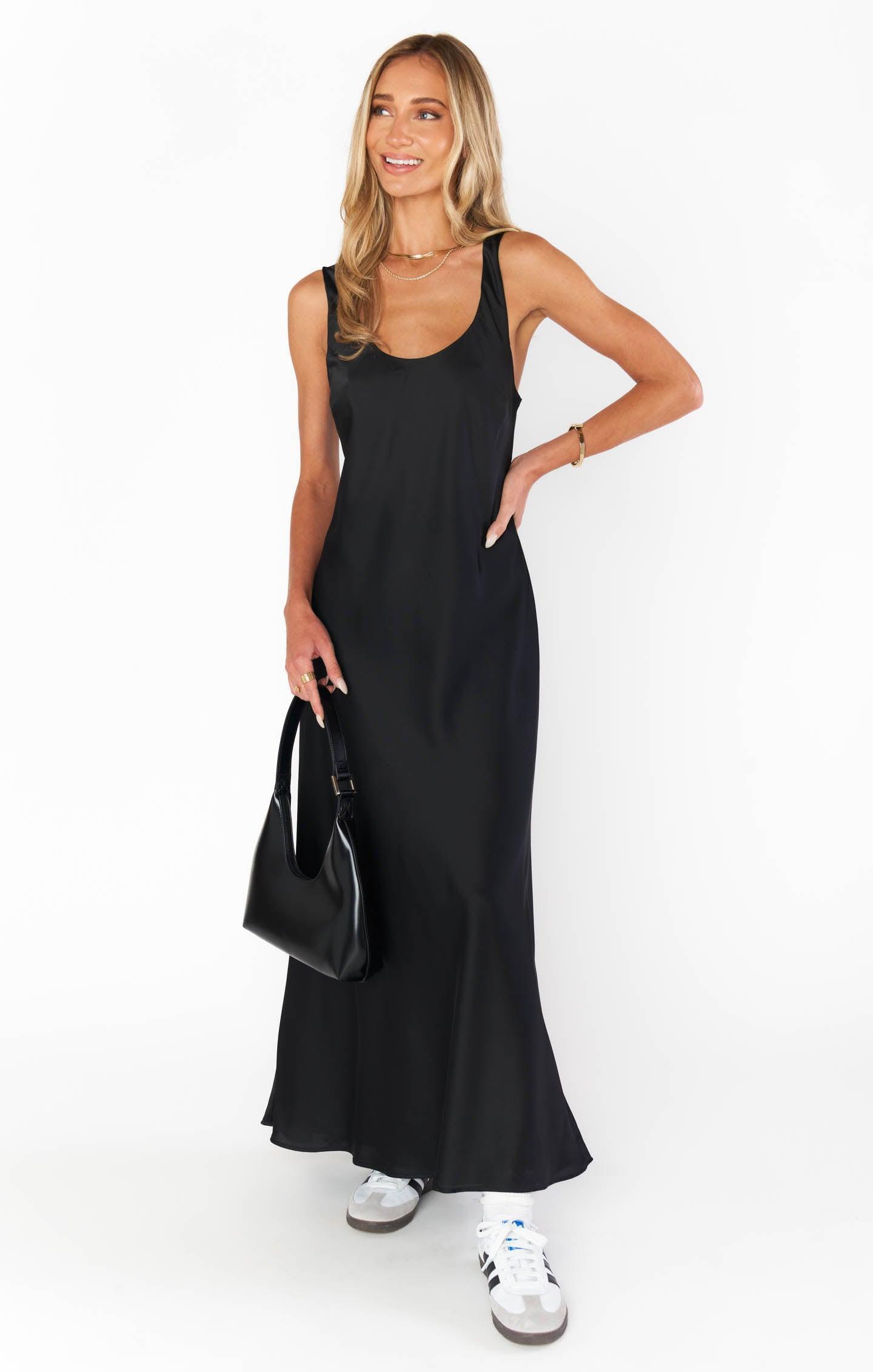 Serenade Slip Dress ~ Black Luxe Satin Product Image