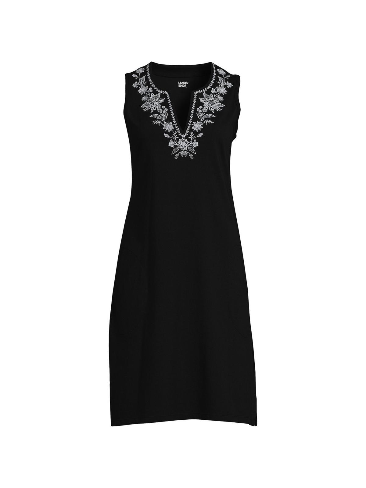 Womens Lands End Embroidered Swim Cover-Up Dress Blue Product Image