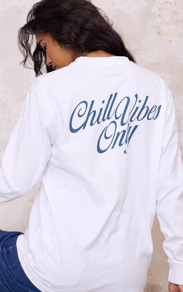 White Chill Vibes Long Sleeve Top Product Image