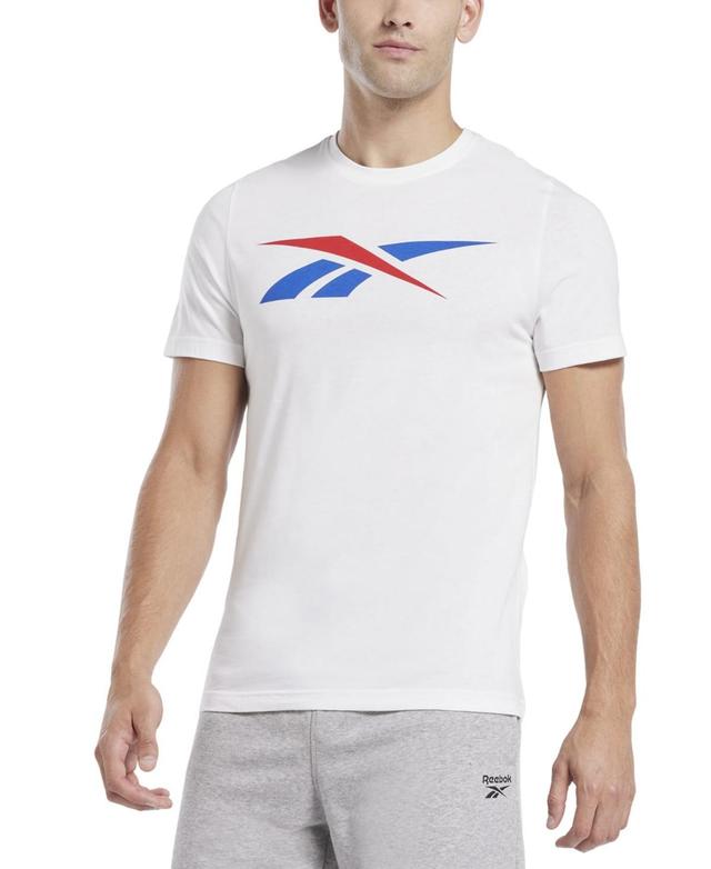 Reebok Mens Vector Logo Graphic T-Shirt - White / Blue Product Image