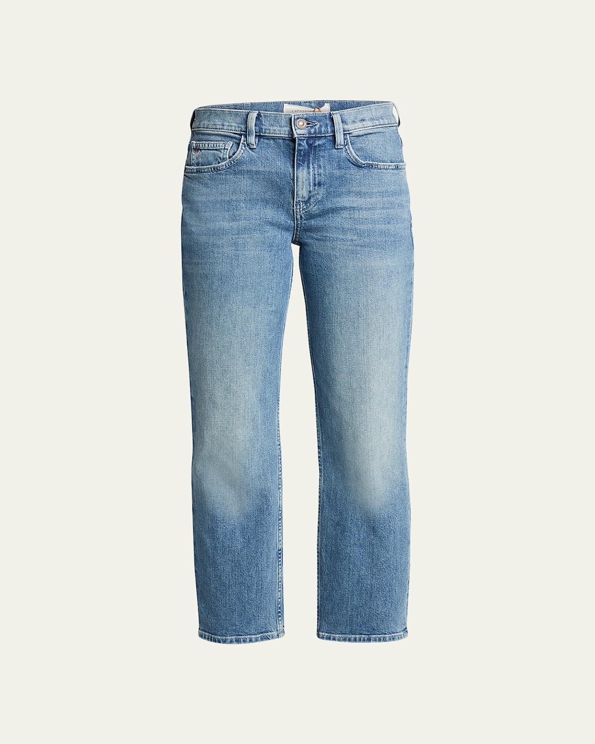 Lafayette 148 New York High Rise Straight Jeans in Faded Skyline product image