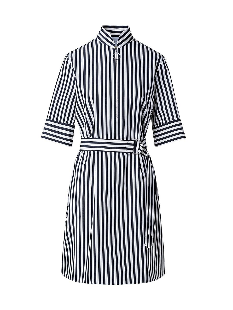 Womens Striped Quarter-Zip Cotton Dress Product Image