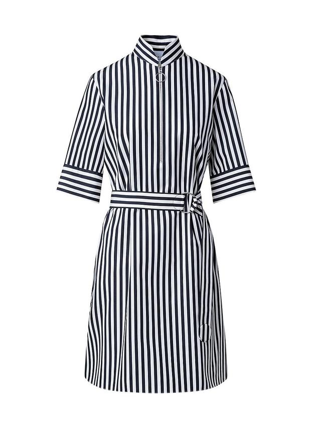 Womens Striped Quarter-Zip Cotton Dress Product Image