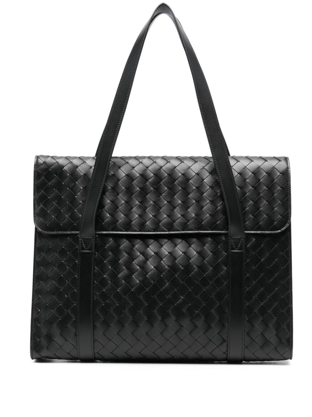 BOTTEGA VENETA Black Intrecciato Leather Tote Bag Product Image