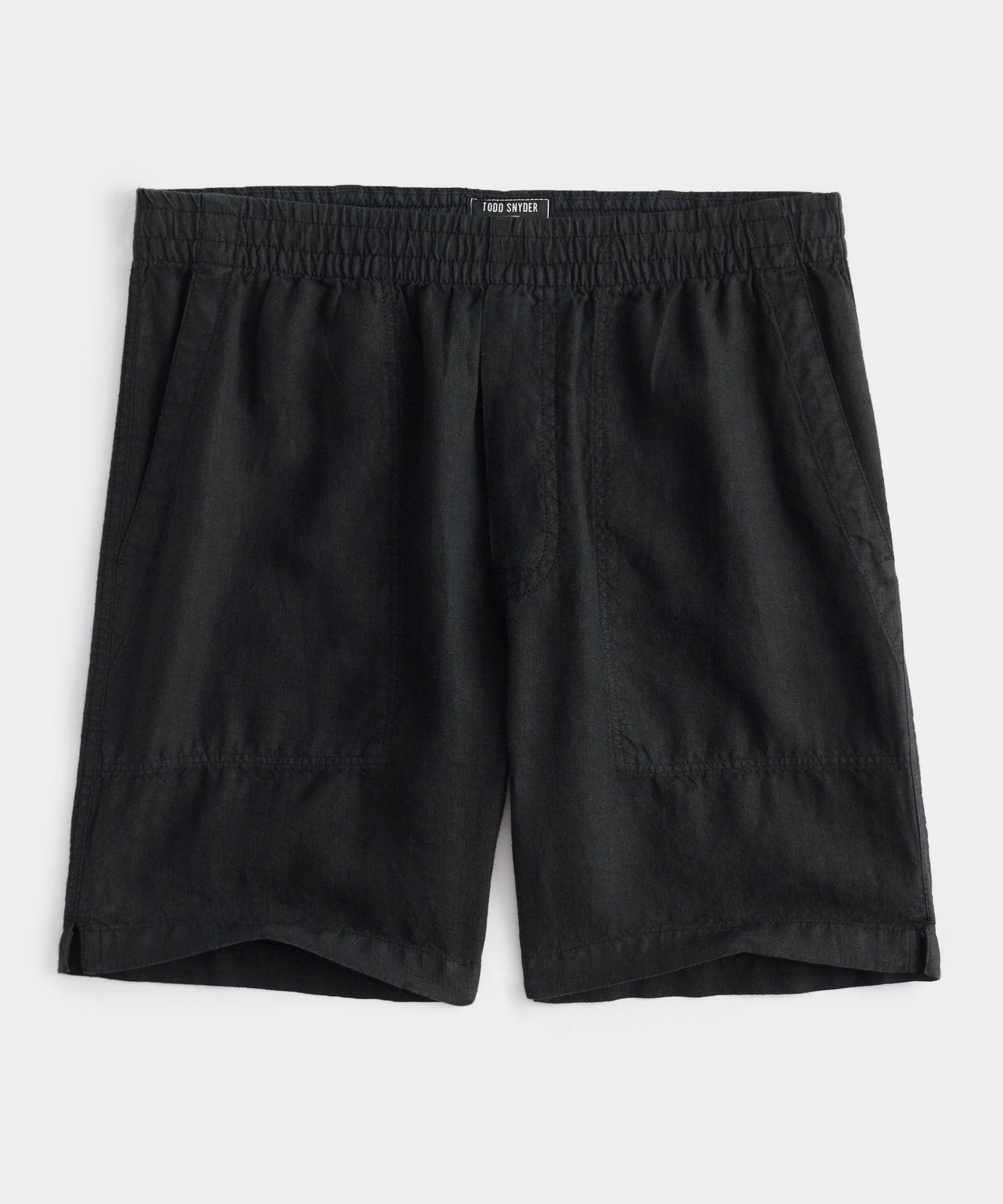 7" Italian Linen Beach Short in Pitch Black Product Image