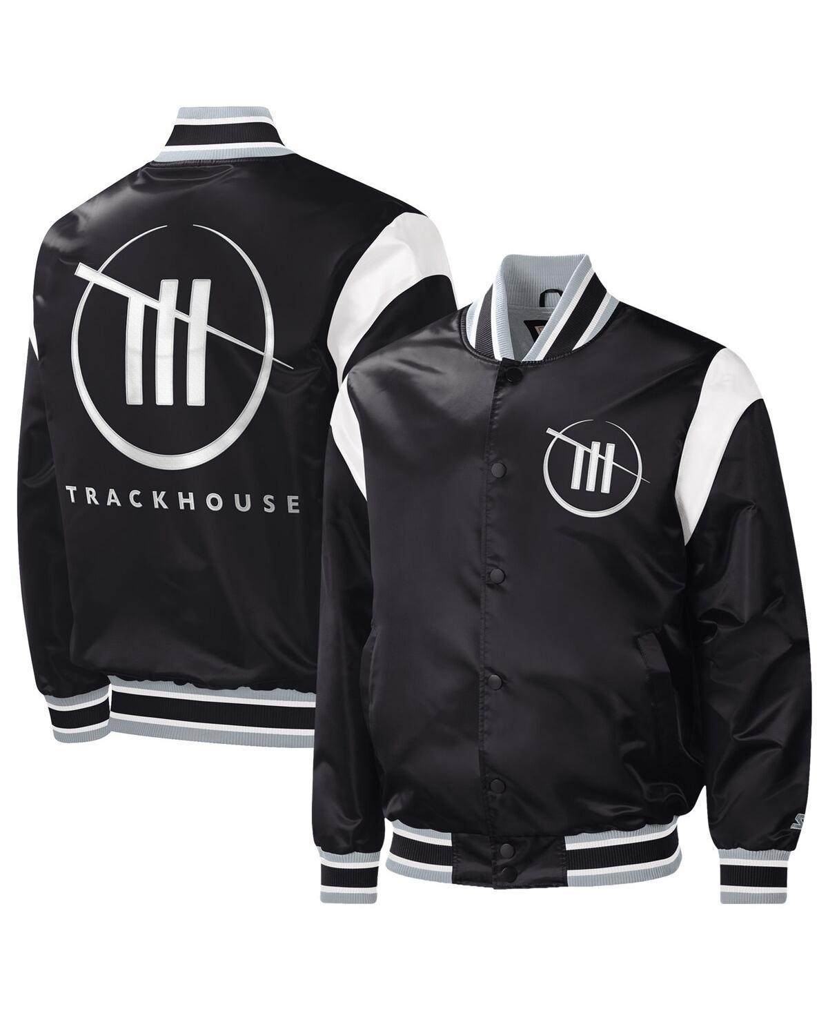 Mens Starter Black Trackhouse Racing Force Play Full-Snap Varsity Jacket Product Image