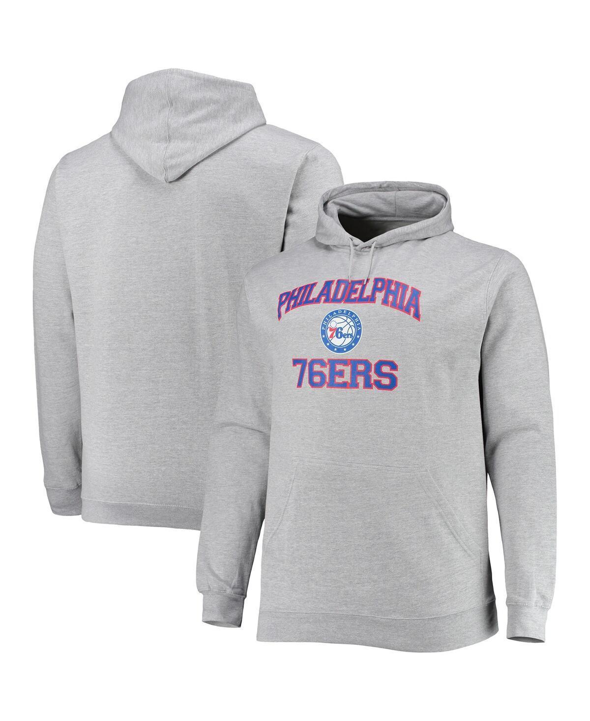 Mens Heathered Gray Philadelphia 76ers Big & Tall Heart & Soul Pullover Hoodie Product Image