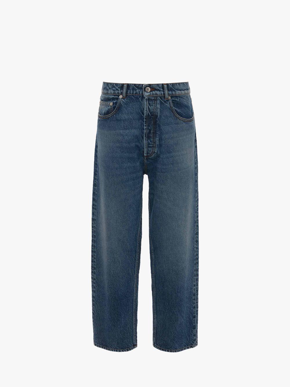 CROPPED STRAIGHT LEG DENIM JEANS in blue | JW Anderson US  Product Image