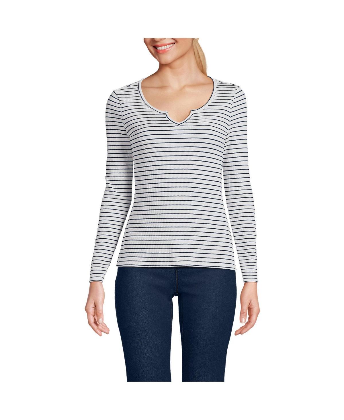 Womens Lands End Waffle Notch Neck Top Product Image